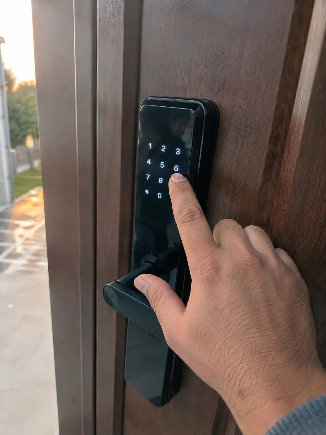 Ruka kuca PIN kod na numeričkoj tastaturi pametne brave